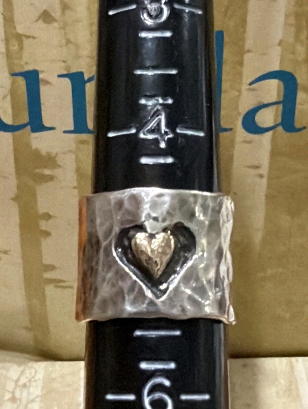 Sundance Catalog Silver Gold Accent Heart Wide Band Ring "HEART & SOUL